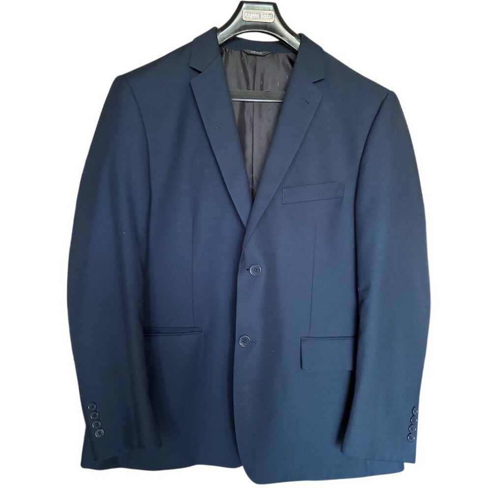 Angelo Rossi Suit Jacket Mens Size M Navy Blue Solid 2-Button Notch Lapel